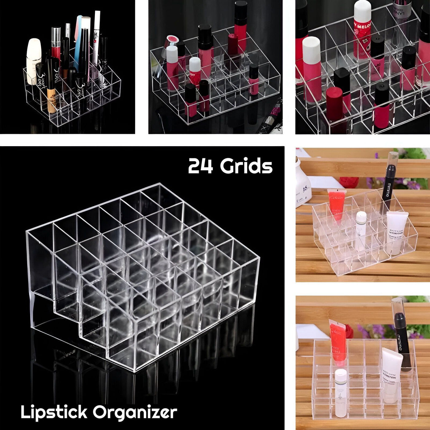 Plastic 24 Grid Lipstick Organizer