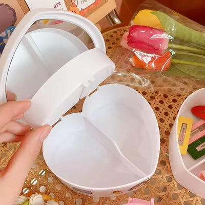 Girl Heart Storage Box Jewelry Desktop Jewelry Organizer Box Student Dormitory Love Storage Box Double Storage Box