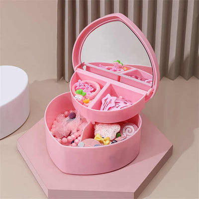 Girl Heart Storage Box Jewelry Desktop Jewelry Organizer Box Student Dormitory Love Storage Box Double Storage Box