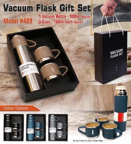 Stainless Steel Vaccum Flask Cup Gift Set, For Home