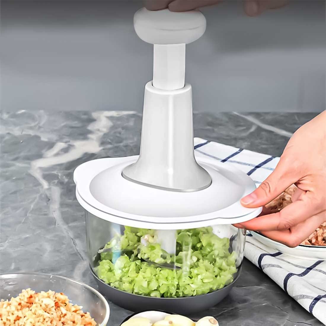 Multi purpose Hand Press Vegetable and Meat Chopper With Mixer