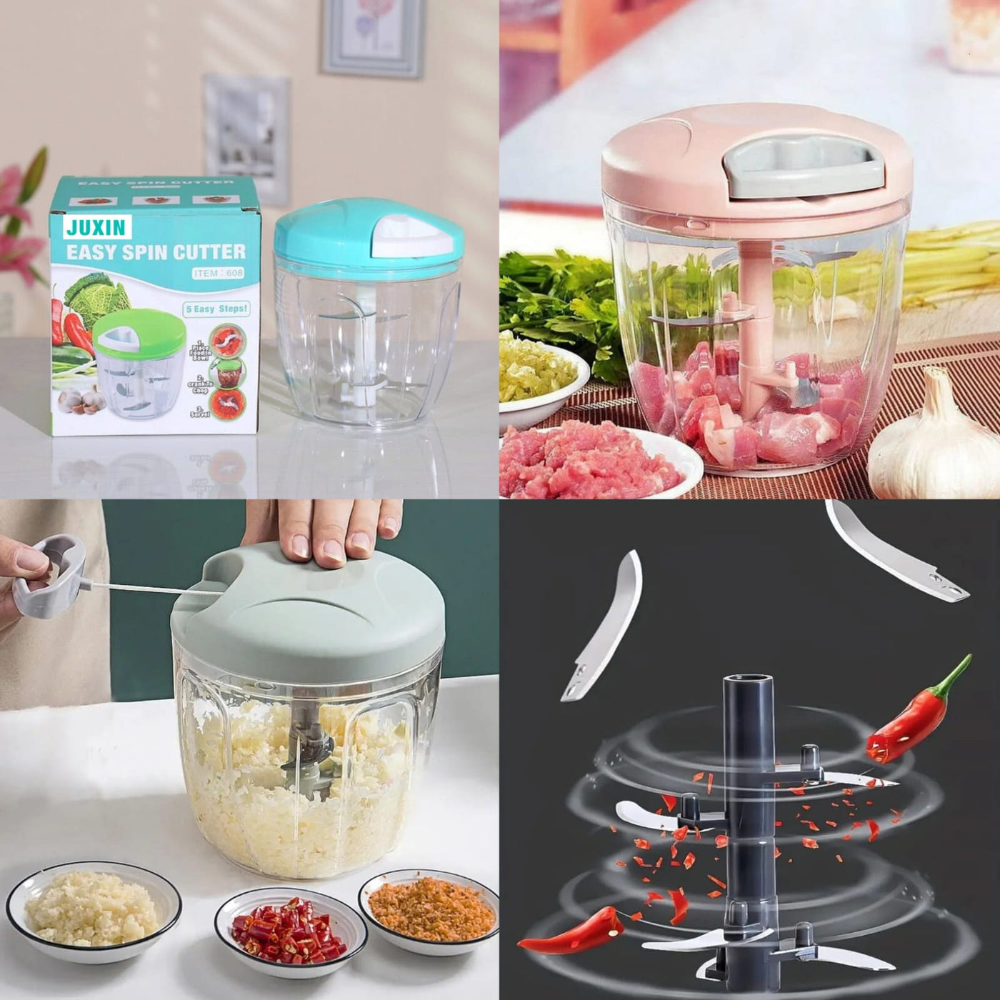 Manual Easy Spin Vegetable Cutter Multifunctional Carrot Vegetable Garlic Onion Chopper Kitchen Tool