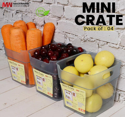 Plastic Pack of 4 Multi Purpose Mini Crate Storage