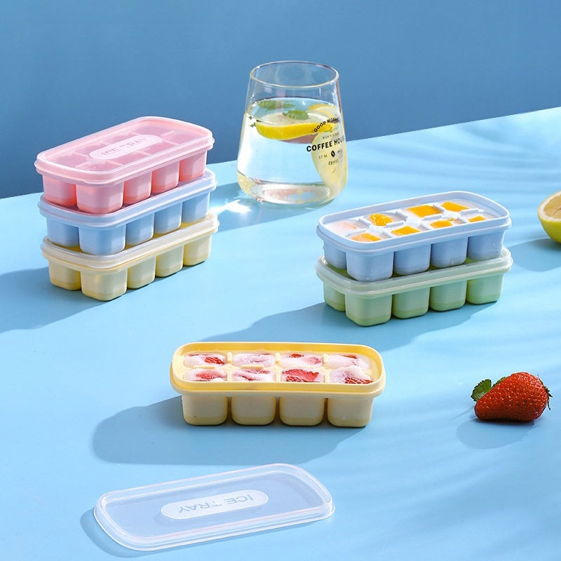 8 Grid Big Ice Tray Mold with Lids Grade Square Ice Cube Tray