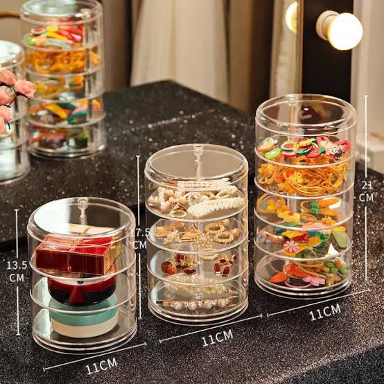 Acrylics Transparent Round 360 Rotating Jewelry Organizer