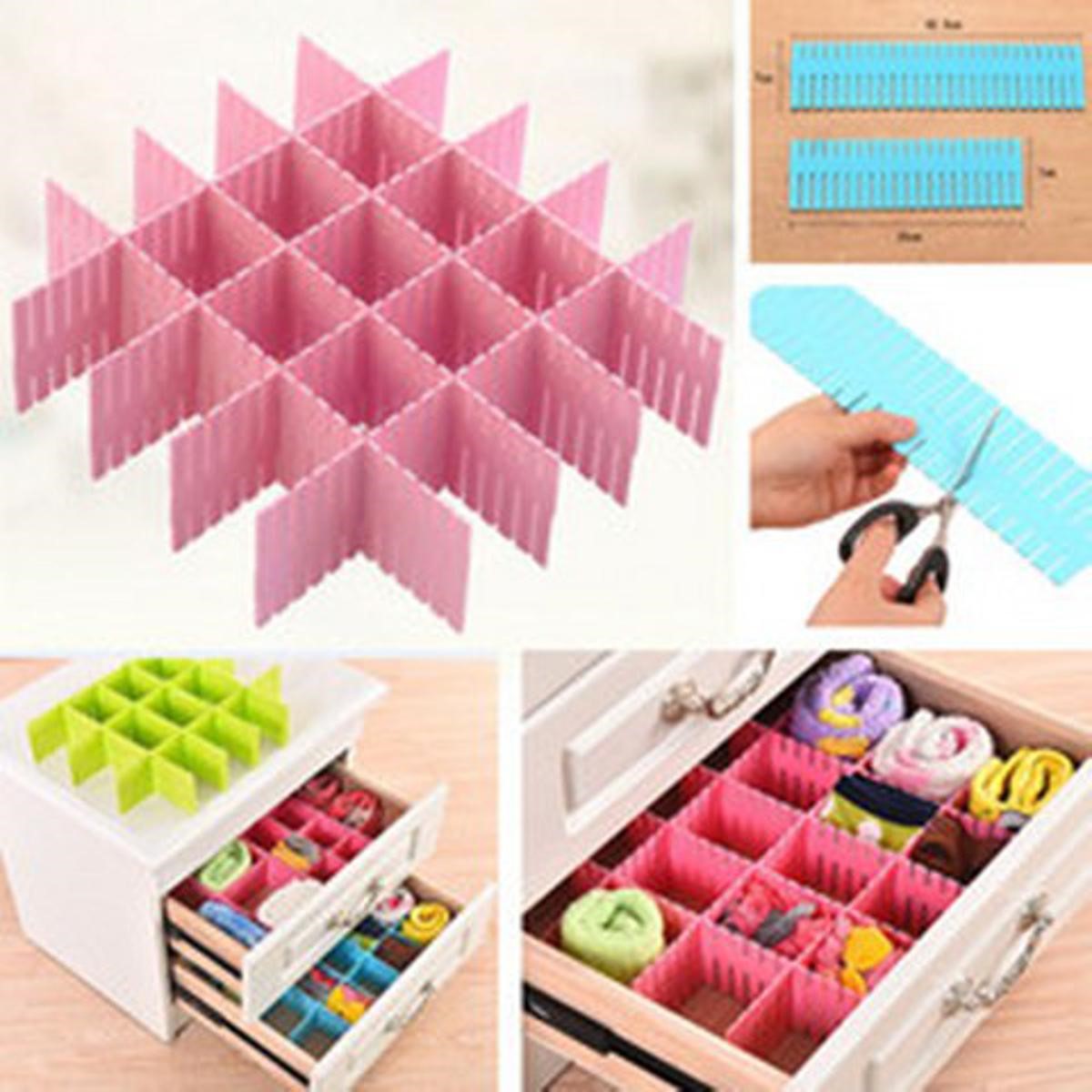 4 Pieces Adjustable Clapboard Drawer Divider Partition 