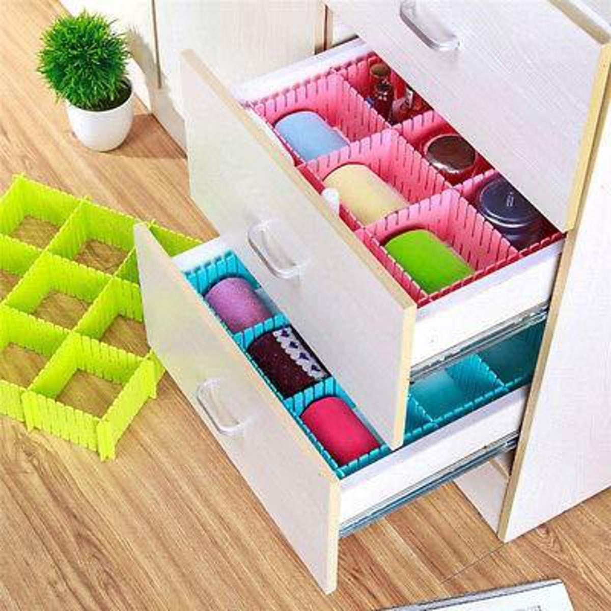 4 Pieces Adjustable Clapboard Drawer Divider Partition 