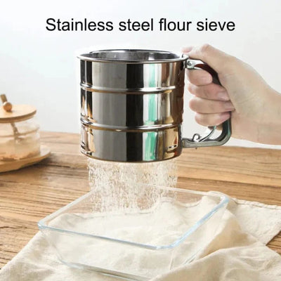 Stainless Steel Flour Sifter For Baking, Powder Sugar Shaker With Hand Press Design, Fine Mesh Flour Sifter Sieve