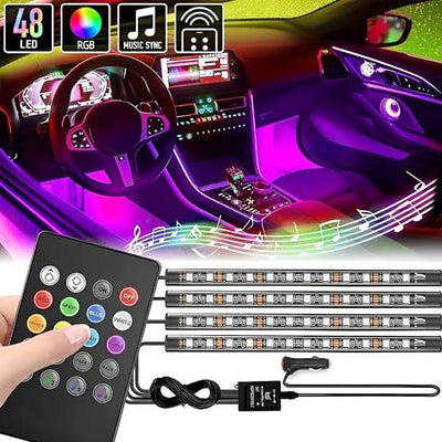 Automobile Atmosphere LED 4 Strips Lamp with Wireless Remote