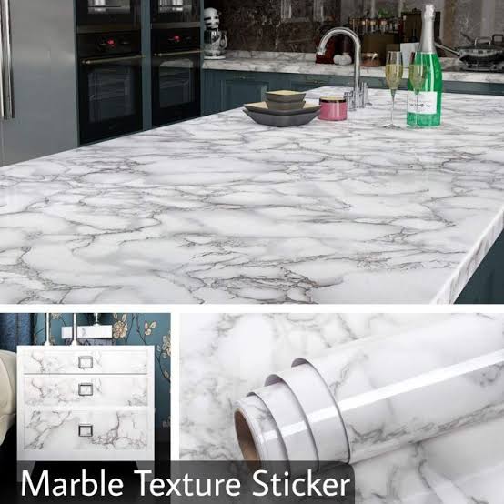 Self Adhesive Black And White  Marble Sheet for Kitchen - Anti Oil and Heat Resistant Wallpaper