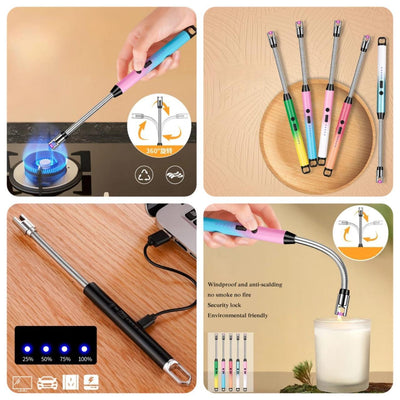 New Original USB Rechargeable Electric Arc Lighter, Flameless Kitchen Lighter, Plasma Arc to Light Candle, Windproof/Candle Lighter, Best for BBQ's Grill