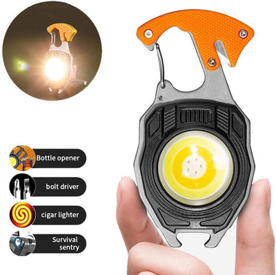 8in1 Professional Rechargeable COB Keychain Light with Screw Driver and Lighter