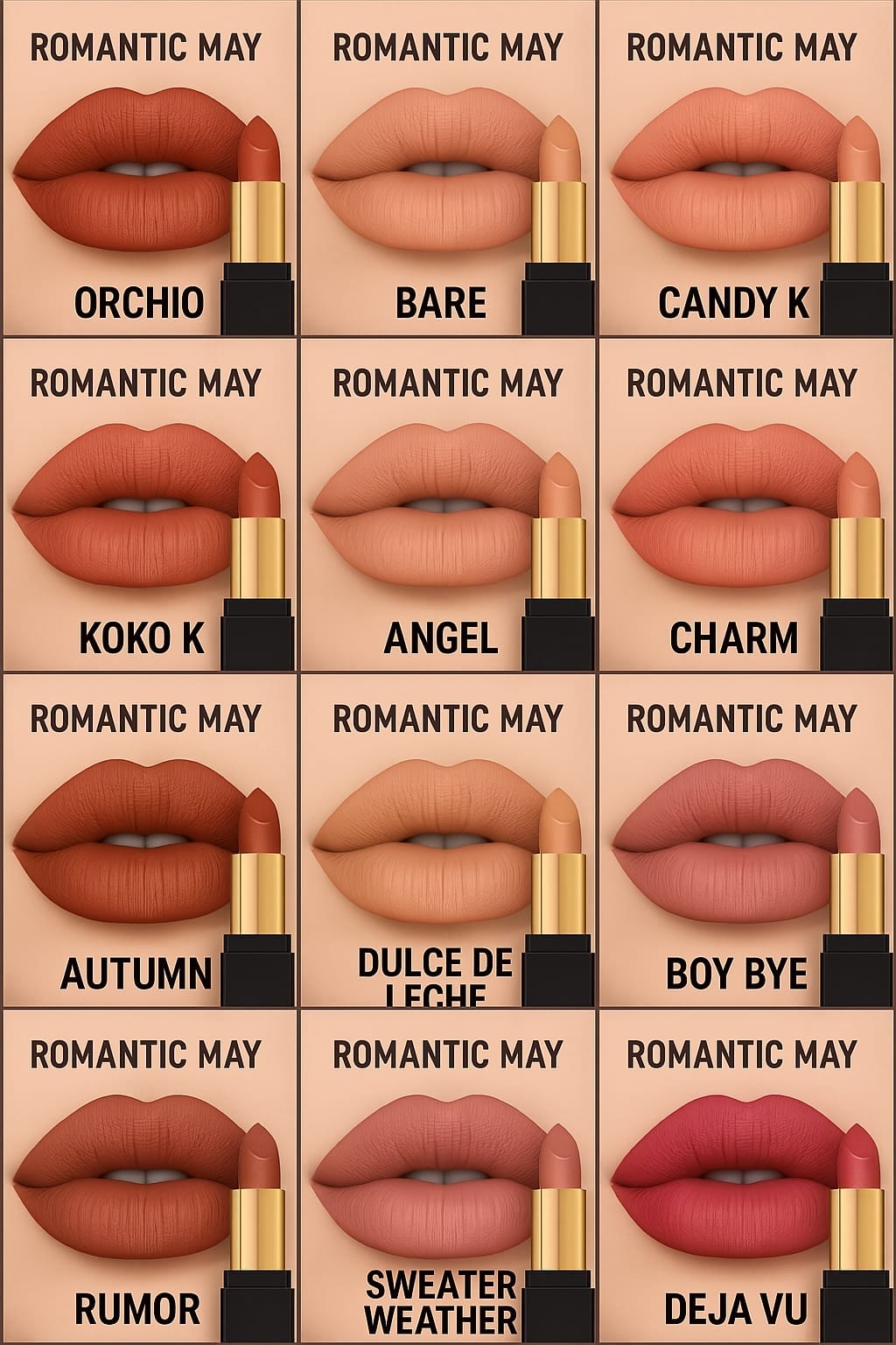 Romantic May Matte Lipstick Pack of 12