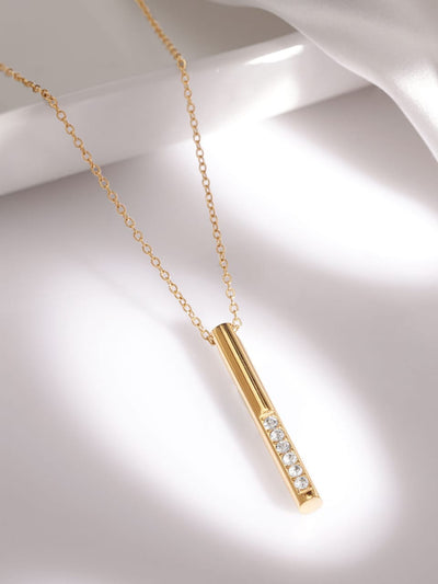Stainless Steel Stone Bar Locket With Chain