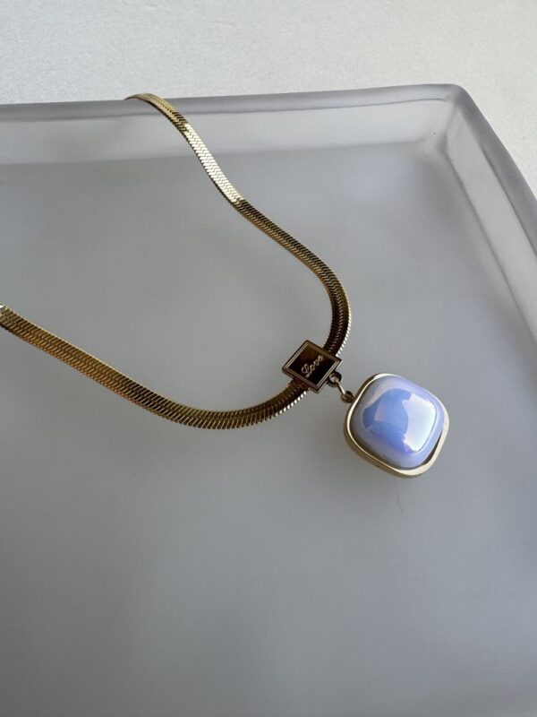 Stainless Steel Cube Locket and Herring Bone Chain