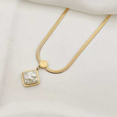Stainless Steel Cube Locket and Herring Bone Chain