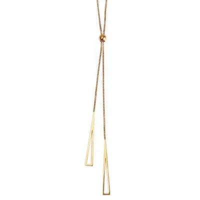 Gold Plated Geometric Tassel Pull-Out Necklace