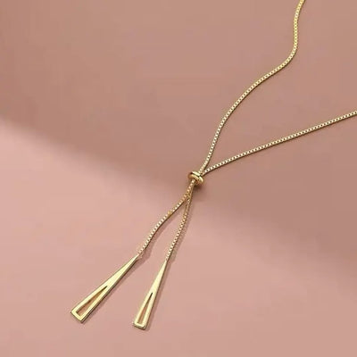Gold Plated Geometric Tassel Pull-Out Necklace