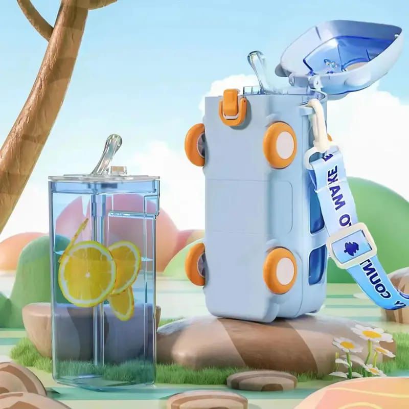 Kids Bus Shape Water Bottle – Cute & Leak-Proof Water Sipper for School and Travel