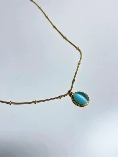Elegant Blue Stone Pendant With Chain