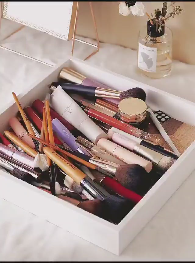 360° Degree Rotating Makeup Brush Holder with Dustproof Lid | Cosmetic Brush Case | Countertop Brushes Holder