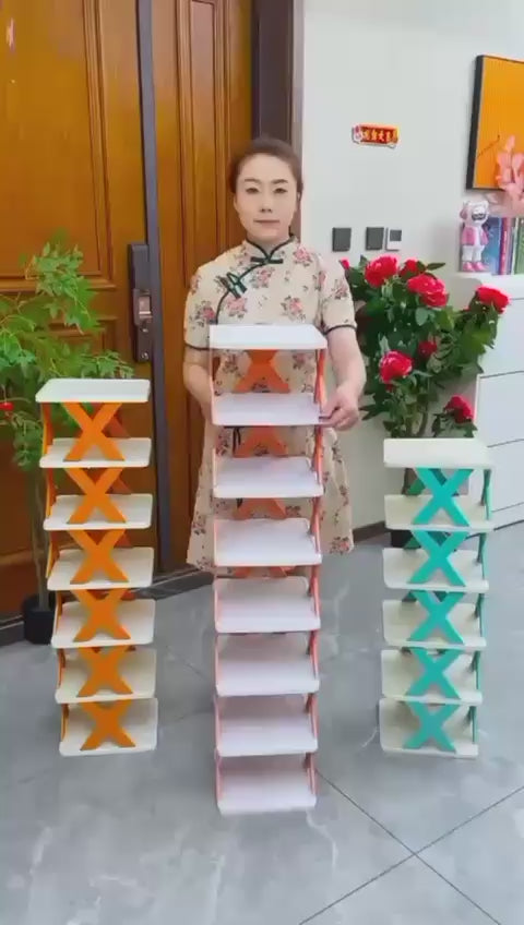 5 Layer X-Shoe Plastic Rack with Box Packing
