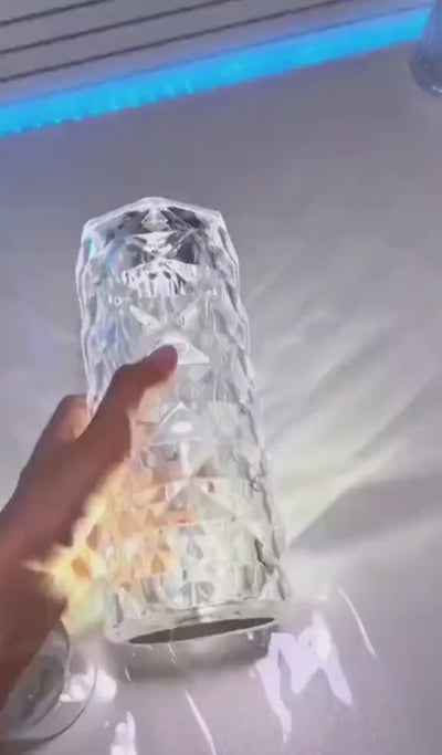 Crystal Diamond LED Table Rechargeable Lamp With 16 Colors and With Remote