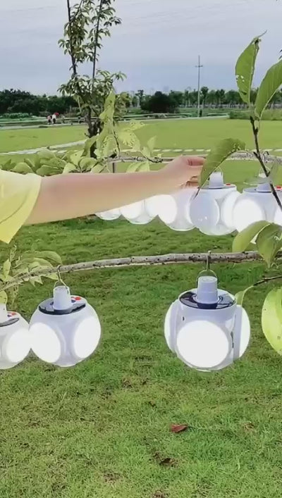 Solar 2in1 Charging Foldable Hanging 5 Bulbs Light
