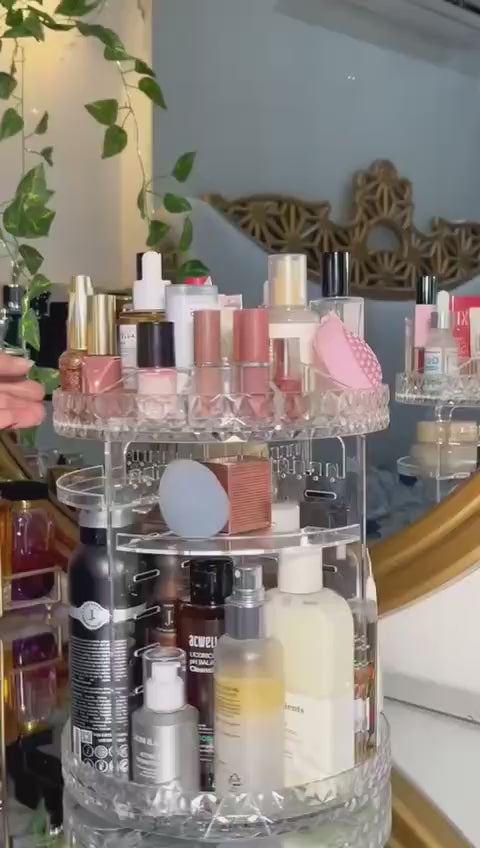 360 Degree Rotating Cosmetic and Perfume Organizer (Large Size) - With Surprise Free Gift
