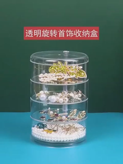 Acrylics Transparent Round 360 Rotating Jewelry Organizer