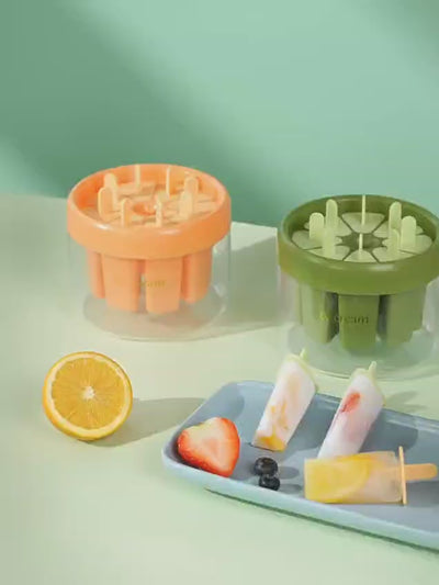 Ice Cream Mold Set of 8 Ice Popsicle Molds Diy Ice Cream Tray Reusable with Stick and Lid Kitchen Tool