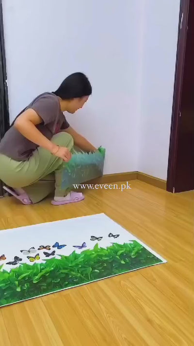 3D Fresh Green Grass With Butterfly Wall Stickers
