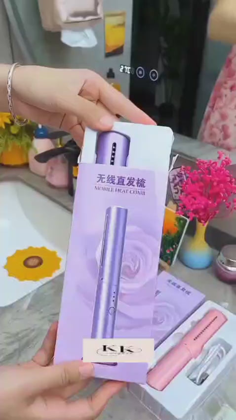Cordless/Wireless Rechargeable Travel Comb Hair Straightener