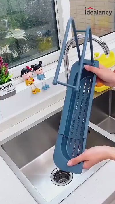 Kitchen Sink Drain Rack Sponge Holder, Faucet Storage Rack, Adhesive Sink Caddy Organizer for Brush, Towel