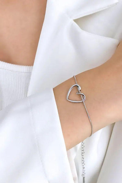 Stainless Steel Silver Heart Pendant and Bracelet