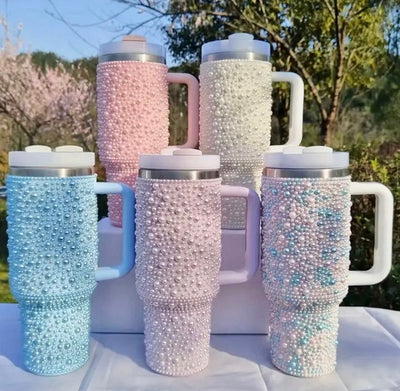 New Pearl Diamond 40oz Fashionable tumblers with straw lid