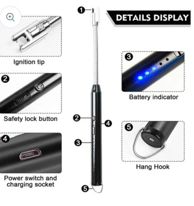 New Original USB Rechargeable Electric Arc Lighter, Flameless Kitchen Lighter, Plasma Arc to Light Candle, Windproof/Candle Lighter, Best for BBQ's Grill