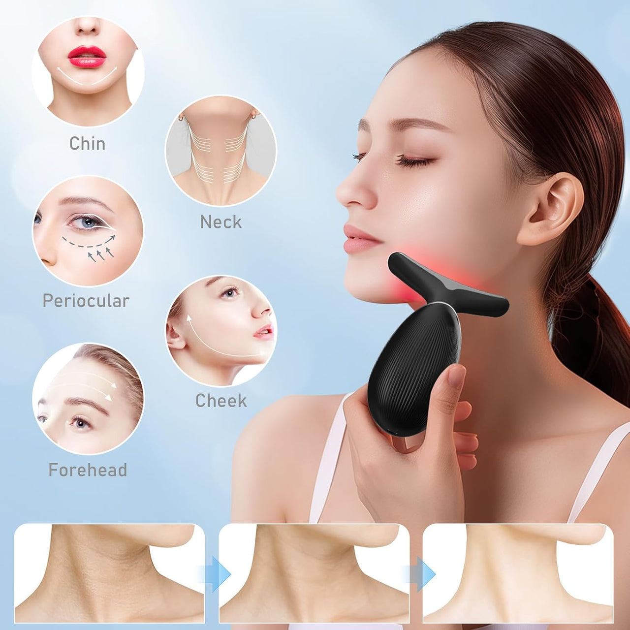 KK Trader | V-Shape Face & Neck Lifting Massager – LED Therapy & Vibration