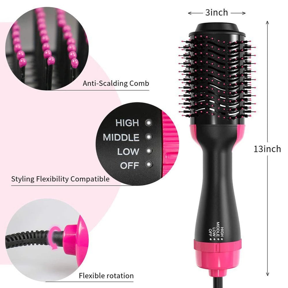 3-In-1 Hot Air Brush Original One Step Hair Dryer & Styler And Volumizer - (Ice Roller Free)