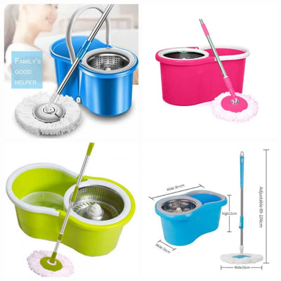 Steel 360' Degree Spin Mop With Bucket With Two Refill