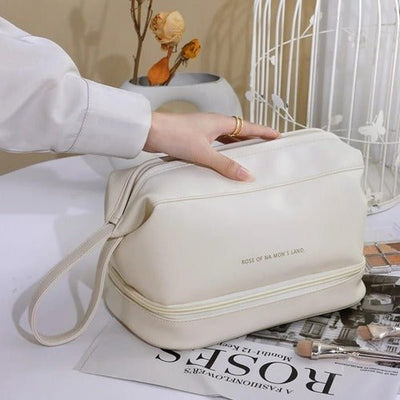 Double Layer Leather Cosmetic Pouch