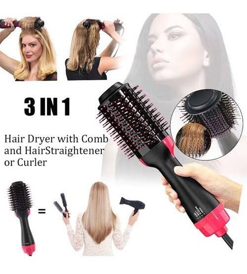 3-In-1 Hot Air Brush Original One Step Hair Dryer & Styler And Volumizer - (Ice Roller Free)