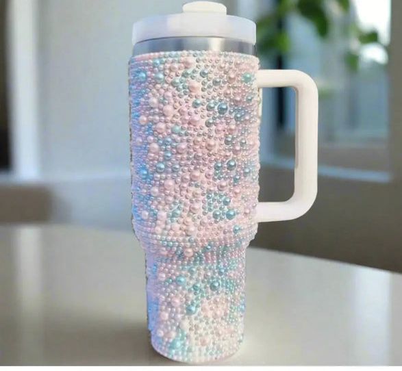 New Pearl Diamond 40oz Fashionable tumblers with straw lid