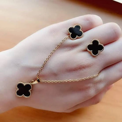 Four Leaf Style Necklace, Earrings and Bracelet Set