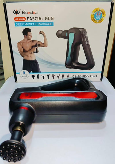 KK Trader | Blueidea LCD Display Fascial Gun - Deep Muscle Massage Gun with 8 Interchangeable Heads