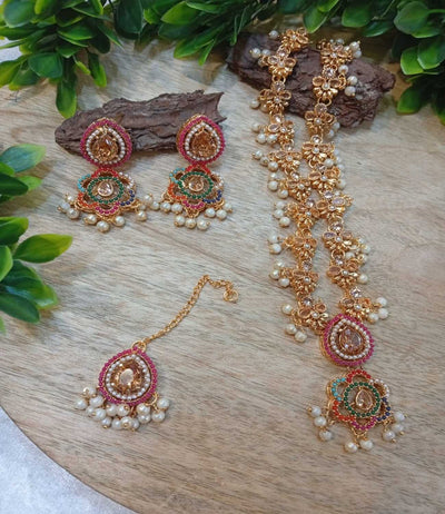 Noratan mala with Earrings and Tika