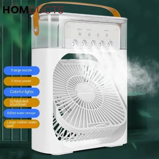 Portable Air Conditioner Fan Usb Electric Fan With Led Night Light Fine Mist Water And Humidifier Function Led Night Light Water Mist Large Size