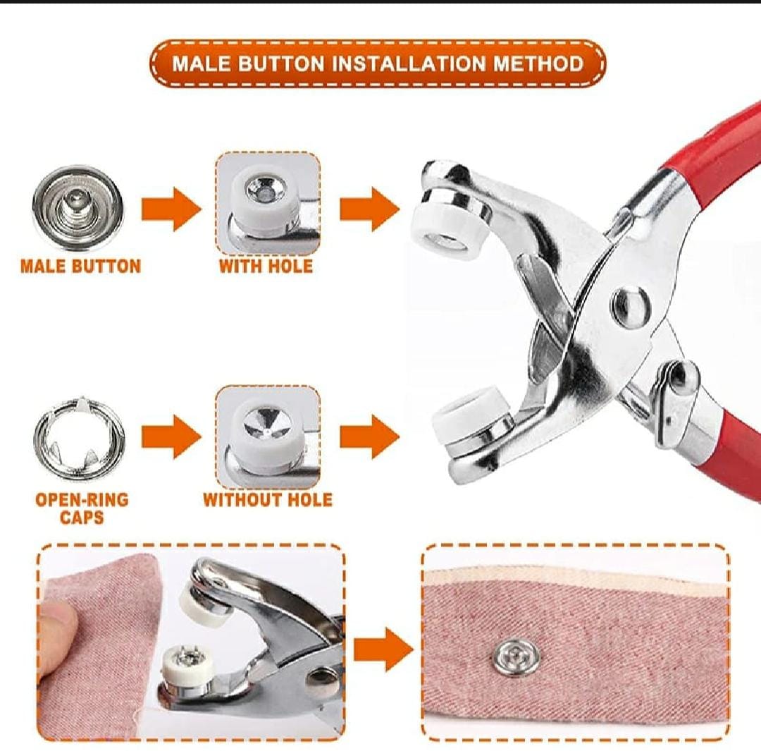 Metal Snap Buttons with Fastener Pliers Press Tool Kit tichbutton Machine With 50 Buttons