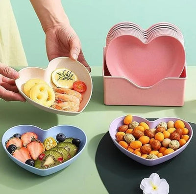 Pack Of 10 Heart Plate Set (Multi Colour)