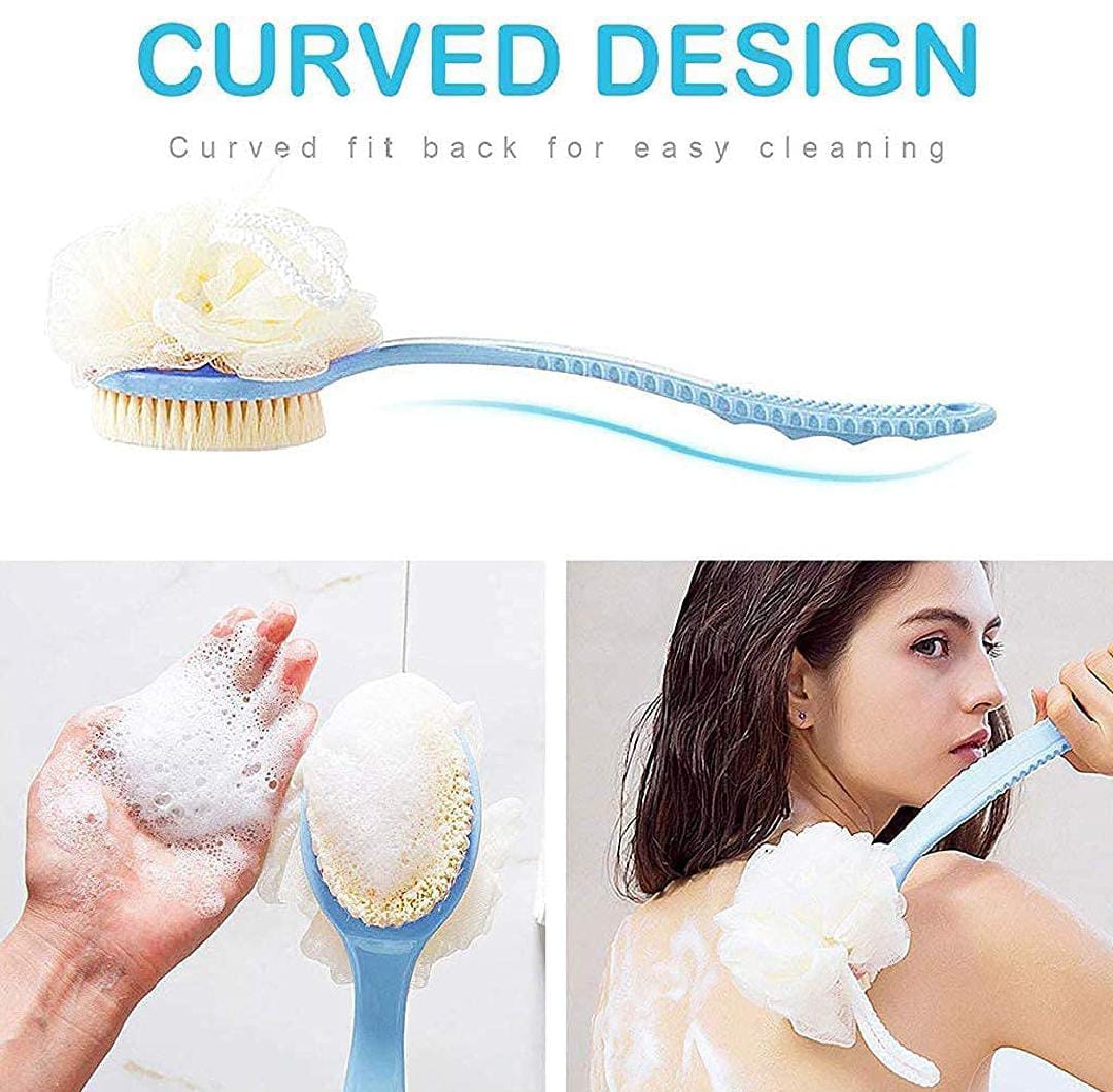 New 2 in 1 Long Handle Bath Body Brush Body Brush with Soft Loofah Bristles gubb Body Wash Brush Back Scrubber